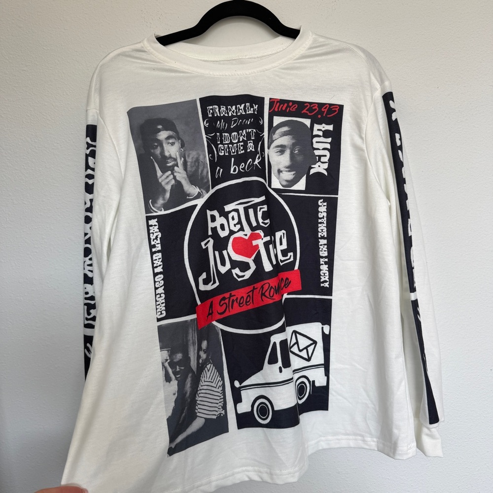 Tupac Poetic Justice Long Sleeve Graphic Tee Size M